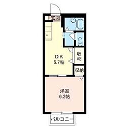 ジュネス北松戸 1DKの間取図画像