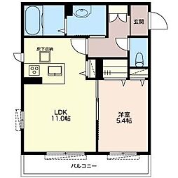 ヴェルミオンシェル 1LDKの間取図画像