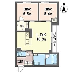 トラストメゾン白木蓮I 00202 2階2LDKの間取り