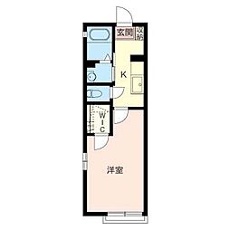 コーポ弥生C 1Kの間取図画像