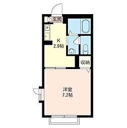 ベルラーク 1Kの間取図画像