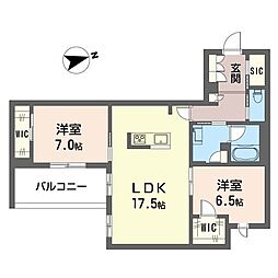 グリナージュ リリア 2LDKの間取図画像