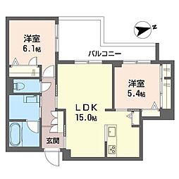 グリナージュ リリア 2LDKの間取図画像