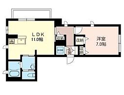 アリエス 1LDKの間取図画像