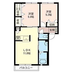 ジラソーレエスト 2LDKの間取図画像