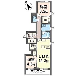 アラタグレース 2LDKの間取図画像