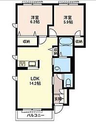 キースリーピア 2LDKの間取図画像