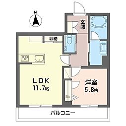 コート ボヌール 1LDKの間取図画像