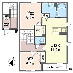 ラソレイユB 2LDKの間取図画像