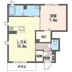 シェルト 1LDKの間取図画像