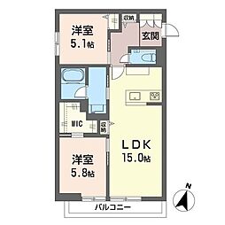 カインリッシュ 2LDKの間取図画像
