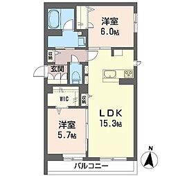 プラムシトレース 2LDKの間取図画像