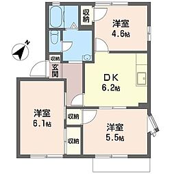 ウインハイツA 3DKの間取図画像