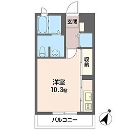 エールコマザキ ワンルームの間取図画像