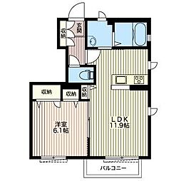スプリングベルC 1LDKの間取図画像
