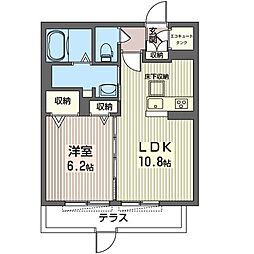 カーサアンビエンテ 1LDKの間取図画像