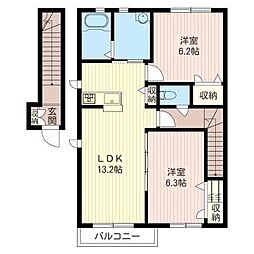 フェスタメゾンB 2LDKの間取図画像