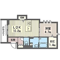 カーサディピノ 1LDKの間取図画像