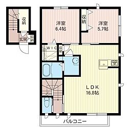 シリウスD 2LDKの間取図画像