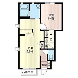 シャーメゾン・コスモスB 1LDKの間取図画像
