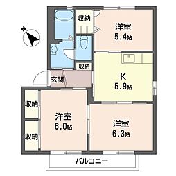 イクスピアリ 3Kの間取図画像