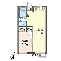 グリーンハイツ 1LDKの間取図画像