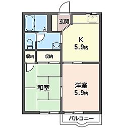 ペルテ・ハイローズA 2Kの間取図画像
