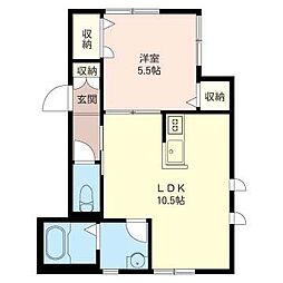ライフグリーン南田中 1LDKの間取図画像