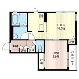 CUORESQUARE 1LDKの間取図画像