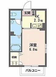メゾンソレイユ 1Kの間取図画像