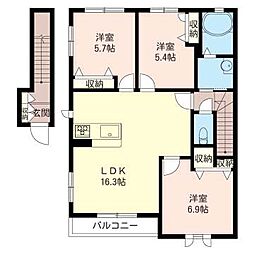 プレミアスB 3LDKの間取図画像