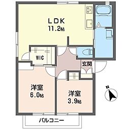ヴィレッジ・グローリーB 2LDKの間取図画像