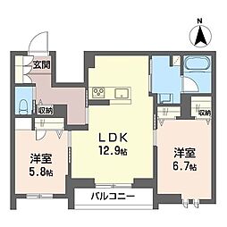 クリスターロ 2LDKの間取図画像