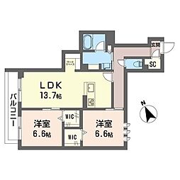 ルミノサファミリアA 2LDKの間取図画像