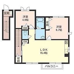 シャーメゾン・ヒルズ1号館 2LDKの間取図画像
