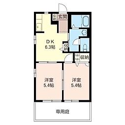 リザイアB 2DKの間取図画像