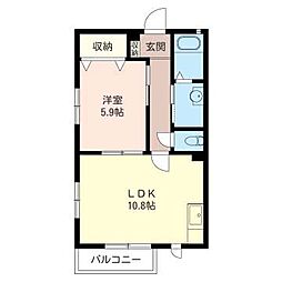 プロデオ2 1LDKの間取図画像