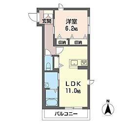 WhiteHill清泉 1LDKの間取図画像