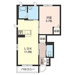 エスポワール 1階1LDKの間取り