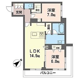 ドエルアーバンII 00301 3階2LDKの間取り