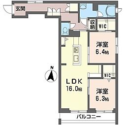 セントリビエ 2LDKの間取図画像
