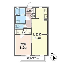 バリュージュ大枝 1LDKの間取図画像