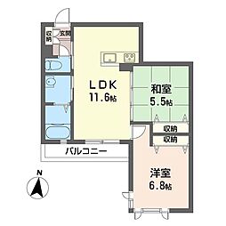 TiaraSengendai 2LDKの間取図画像