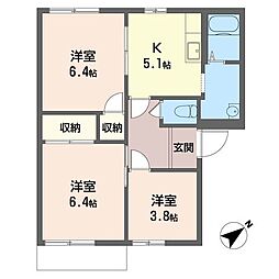 ハイネス・パレスB 3Kの間取図画像