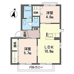 シャトル・ロイヤル1 2LDKの間取図画像