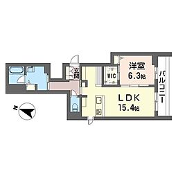 ラ・ブリエ 1LDKの間取図画像