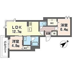 ゼフィール 2LDKの間取図画像