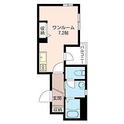 ラージフィールド ワンルームの間取図画像