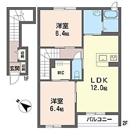 アイメゾンB 2LDKの間取図画像