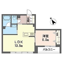 リリー シャルマン 1LDKの間取図画像